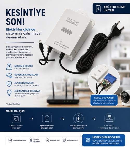 INOX-UP2 2AMPER UPS LİTYUM BATARYALI ADAPTÖR